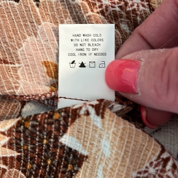 Melloday Women’s brown cream floral blouse tunic size large NWOT - Picture 9 of 9